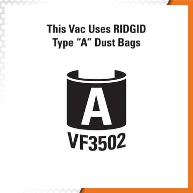 Ridgid VF3502 High-Efficiency Vacuum Dust Bag (Size A) | Ridgid by KHM Megatools Corp. Ridgid VF3502 High-Efficiency Vacuum Dust Bag (Size A) | Ridgid by KHM Megatools Corp.